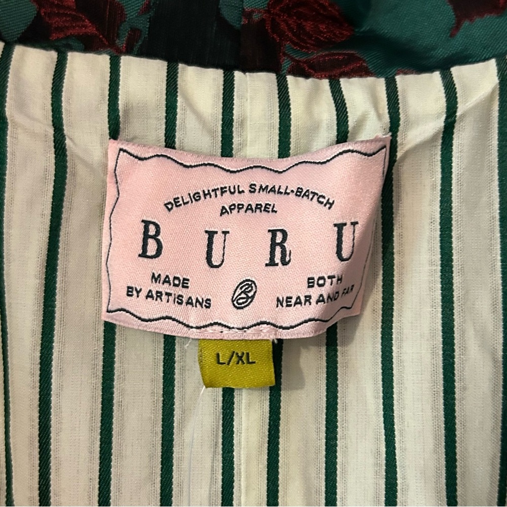 🆕 Buru Floral Print Oversized Point Collar 3/4 Sleeve Side Pocket Car Coat - Picture 7 of 10